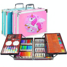 Детский набор для творчества Единорог 145 предметов в алюминиевом чемодане